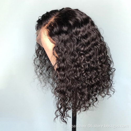 Wholesale Curly Wave Short Bob Wigs Human Hair Transparent Lace Closure Wig Raw Virgin Remy Hair Lace Wigs For Black Women